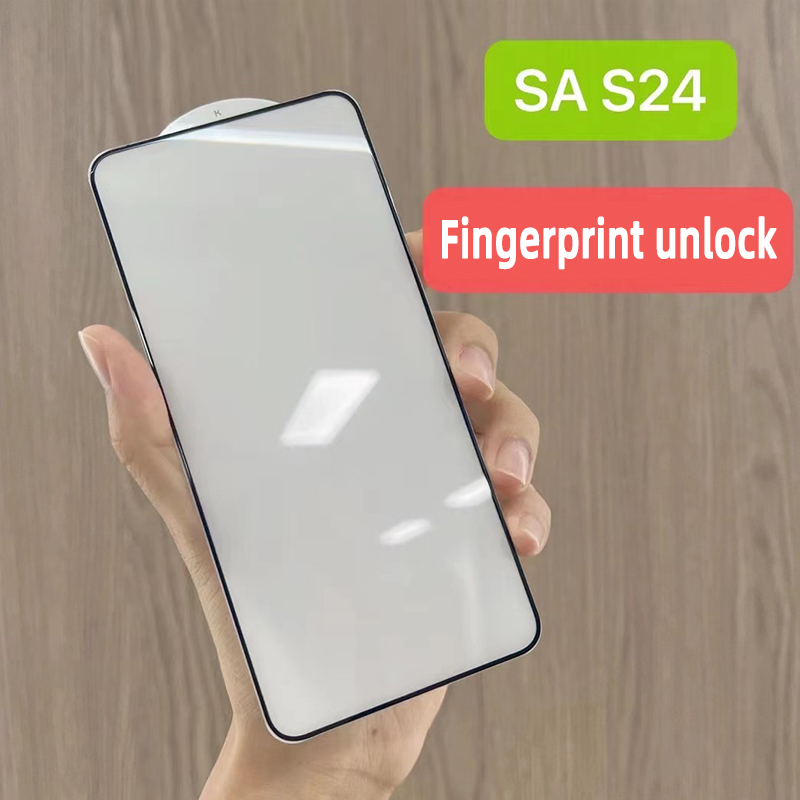 Full coverage 2.5D Silk Print Support Fingerprint Unlock 0.18Mm Mobile Phone Tempered Glass For Samsung S24  S24 Plus S24 Ultra